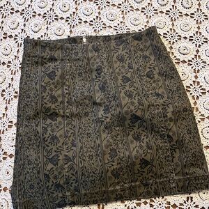 Free People Olive Green and Black Floral Mini Skirt